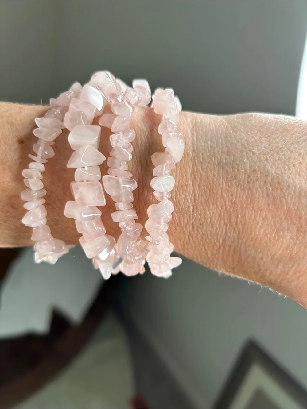 Rose Quartz Chip Wrap Bracelet - Pink Beaded Women’s Jewelry